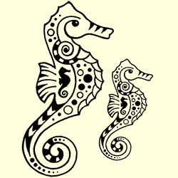 Cloisonne Seahorse Rubber Stamp Set