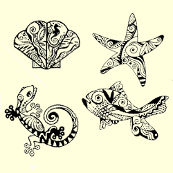 Mini Cloisonné Creatures Rubber Stamp Set